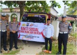Sambut HUT Bhayangkara ke-80, Satlantas Polres Siak Gelar Baksos Bagikan Air Bersih Untuk Warga