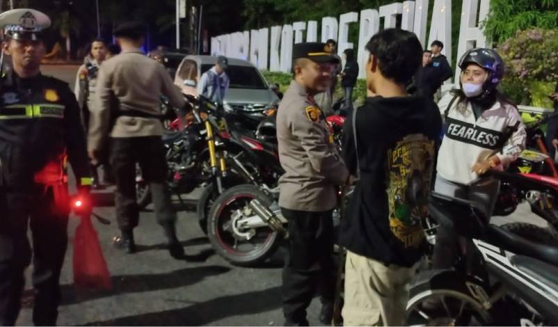 Polsek Bukit Raya Razia Balap Liar, 14 Sepeda Motor Berknalpot Brong Diamankan