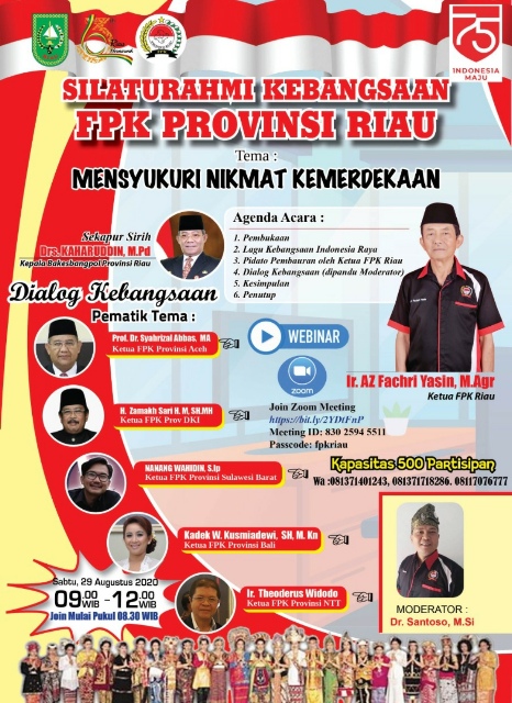 Hari Ini, FPK Riau Gelar Silaturahmi Kebangsaan Melalui Zoom Meeting