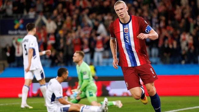 Norwegia Bantai Israel: Haaland Hattrick, Bendera Palestina Berkibar