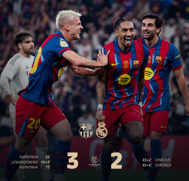 Tumbangkan Real Madrid, Barcelona Juara Piala Super Spanyol