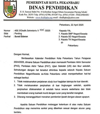 Dukung Larangan Study Tour, DPRD Pekanbaru Ingatkan Sekolah Taat Aturan