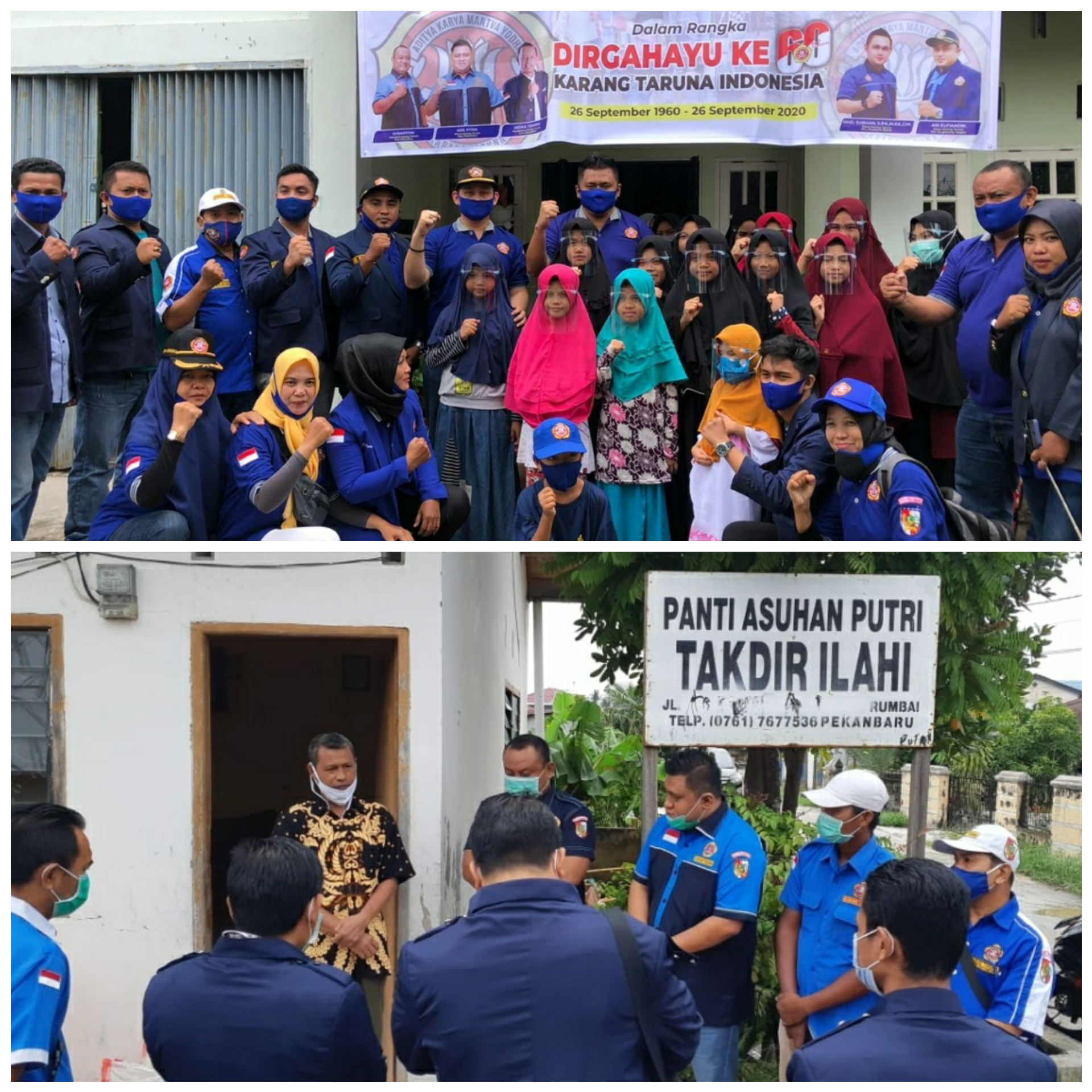 Sempena HUT ke 60, Karang Taruna Kota Pekanbaru Bagikan Sembako ke Panti Asuhan dan Masker di Rumbai dan Marpoyan Damai