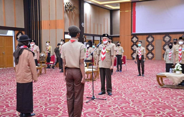 Dihadiri Wawako, Kadispora Pekanbaru Ikuti Ucapara Hari Pramuka Ke-60