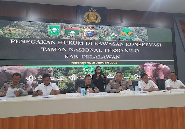 Tiga Tersangka Perambah Ratusan Hektare Lahan TNTN Ditahan Polda Riau