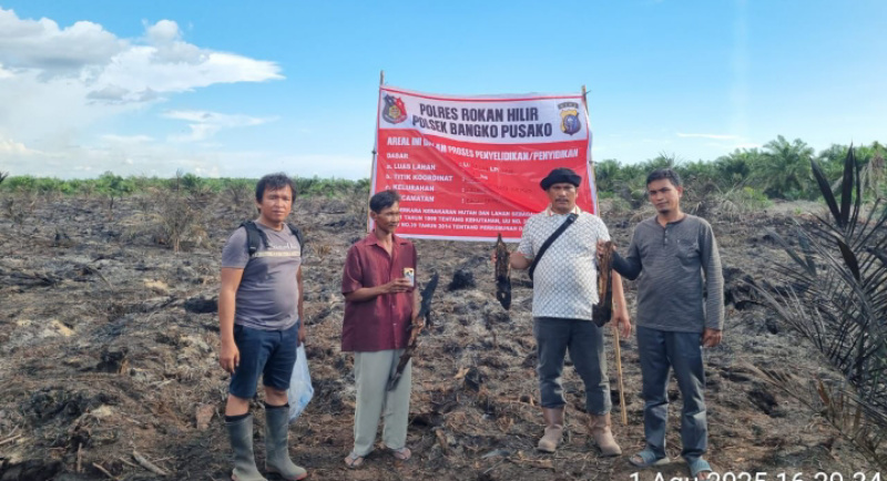 Polres Rokan Hilir Ungkap Kasus Kebakaran Lahan di Bangko Pusako