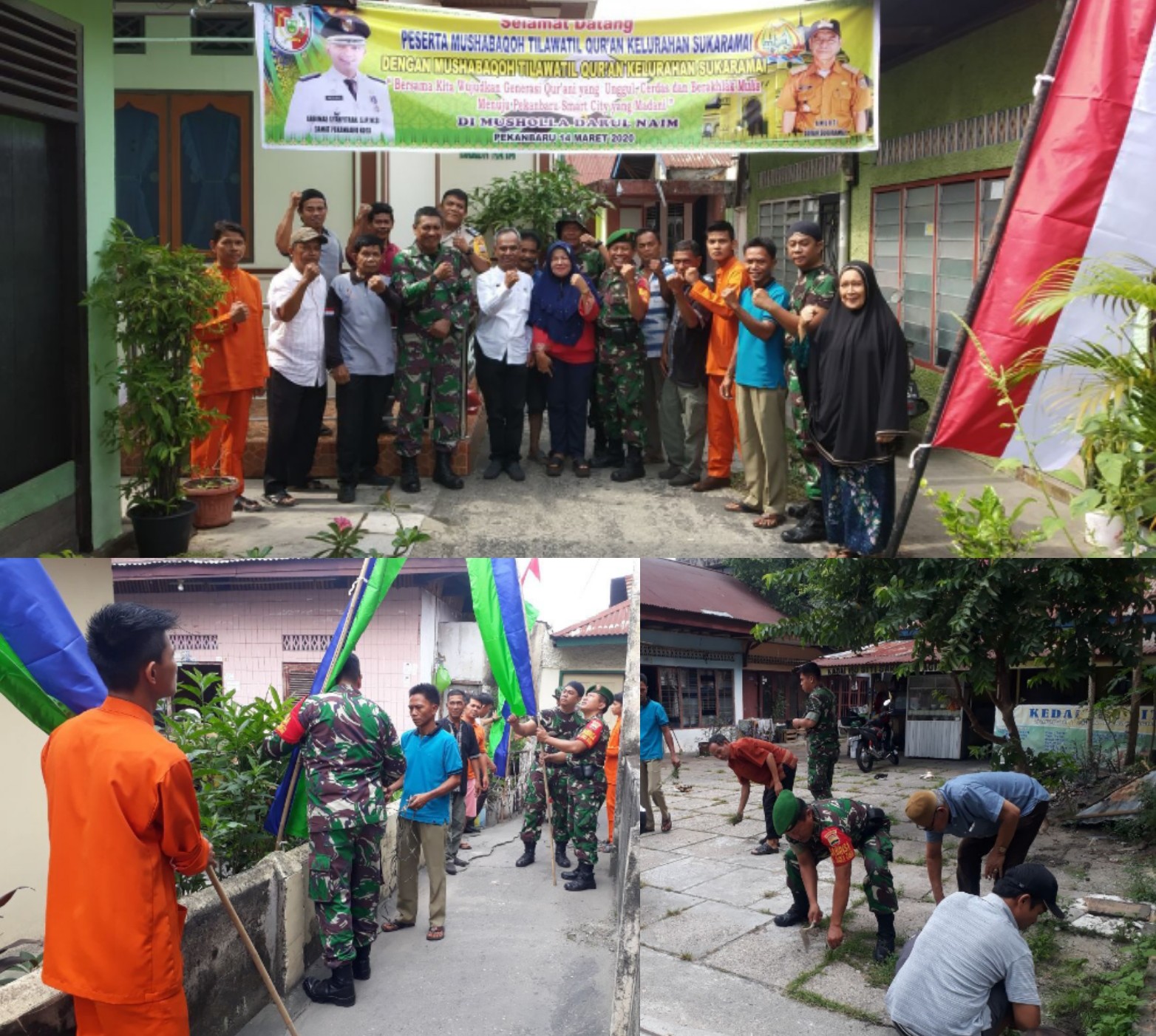 Sambut MTQ Tingkat Kelurahan, Babinsa Kodim 0301 Pekanbaru Goro Bersama Di Mushalla Darun Na'im