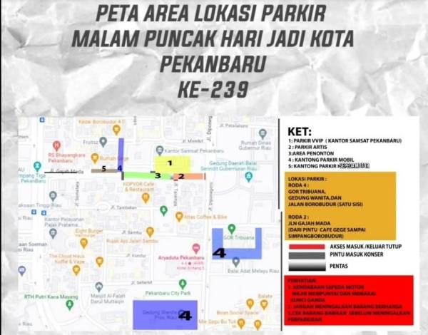 Ini Lokasi Parkir Acara Malam Puncak Hari Jadi Pekanbaru ke-239