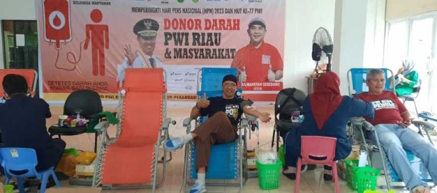 Hari Ini , PWI Riau Gelar Baksos Donor Darah Sempena HUT ke-77 PWI
