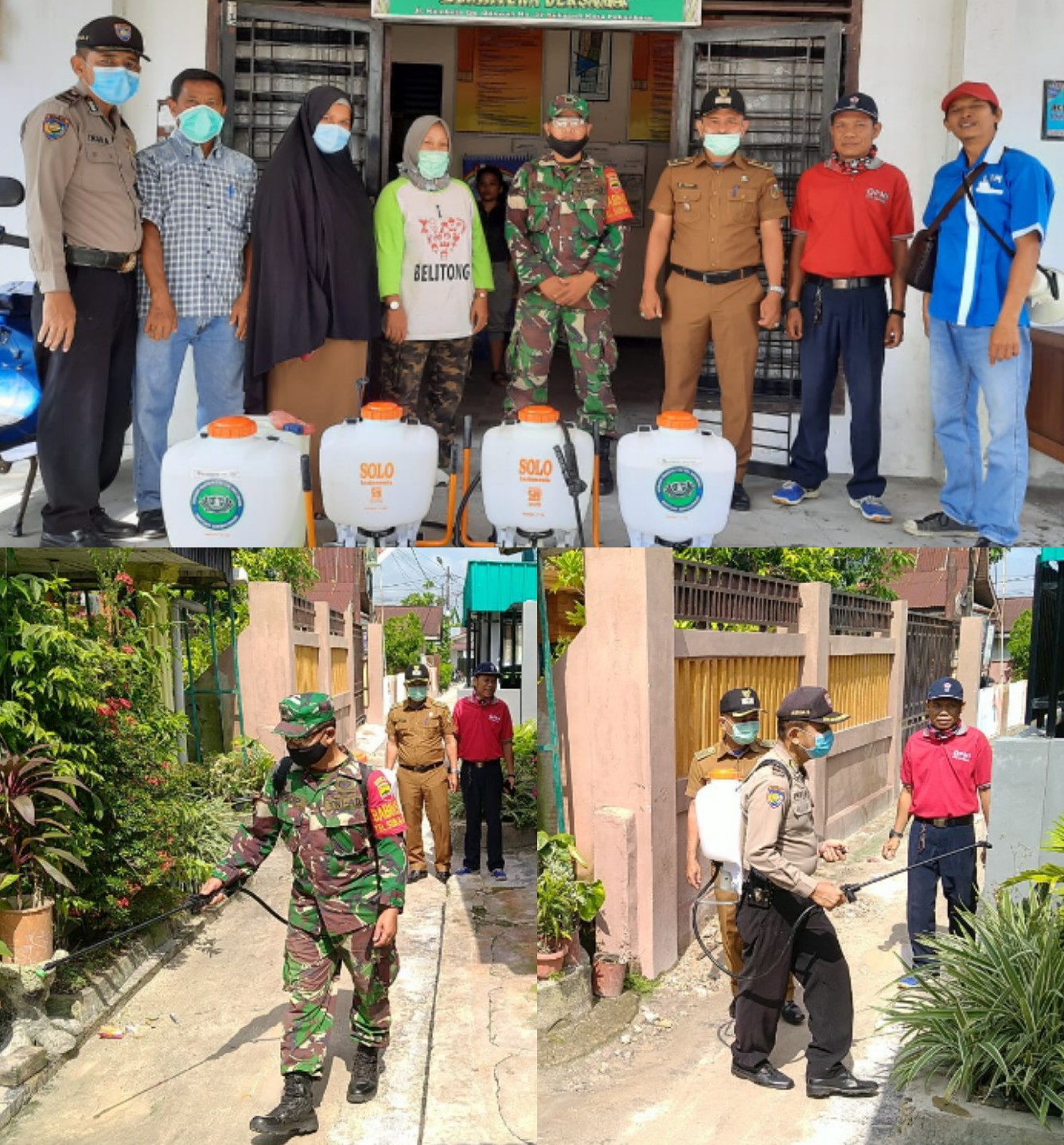 Cegah Covid-19,  Tiga Pilar Kelurahan Sukajadi Semprotkan Disinfektan Ke Lima RW