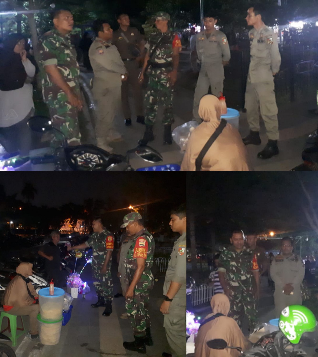 Babinsa Simpang Empat -Satpol PP Patroli Di RTH Kaca Mayang 