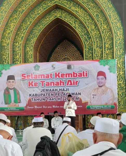 Pemkab Pelalawan Sambut Kedatangan 336 Jamaah Haji Di Masjid Ulul Azmi