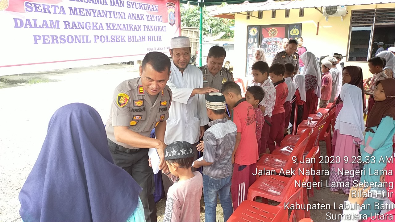 Naik Pangkat, Kapolsek Bilah Hilir Santuni 35 Yatim Piatu