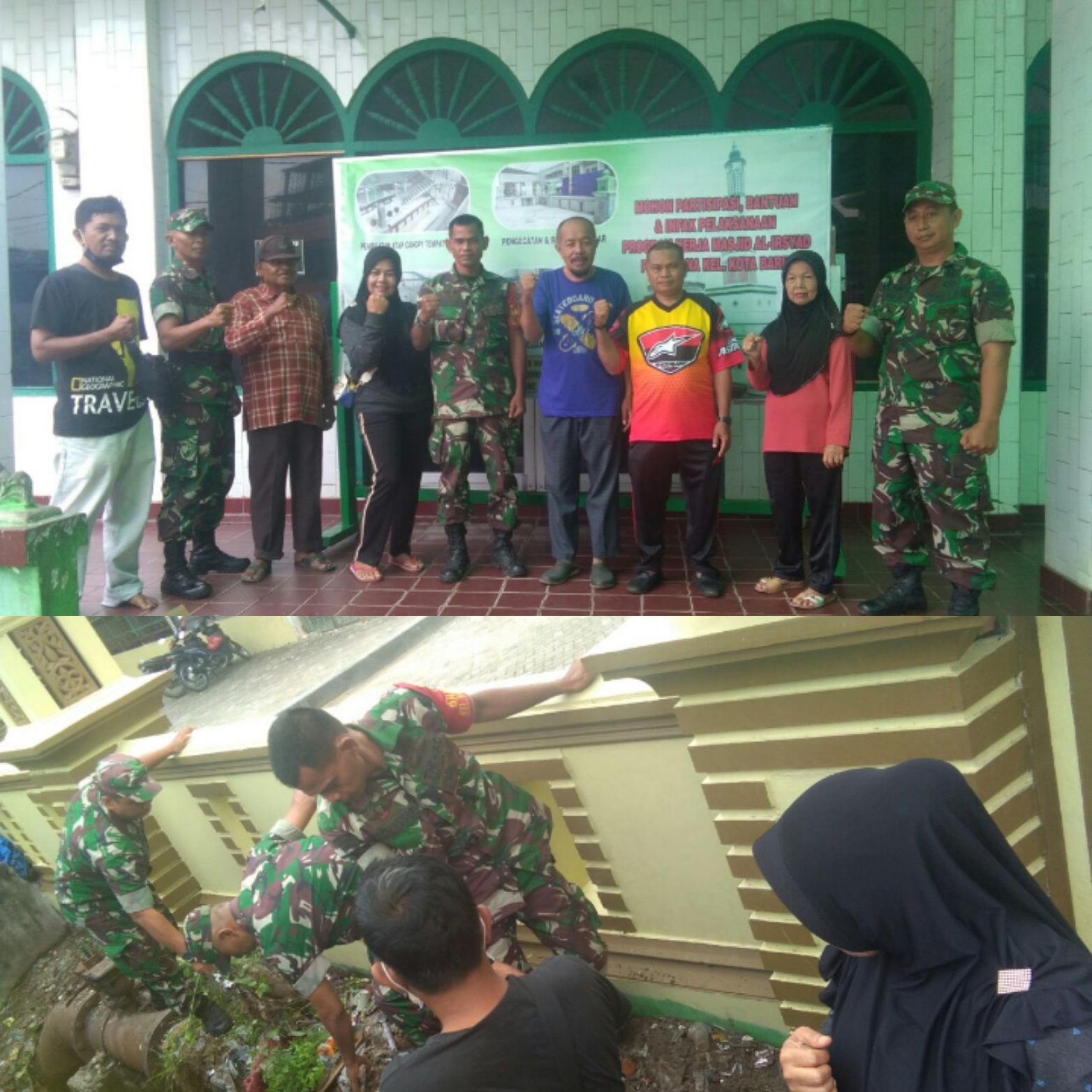 Babinsa Kotabaru Goro Bersihkan Masjid Al Irsyad