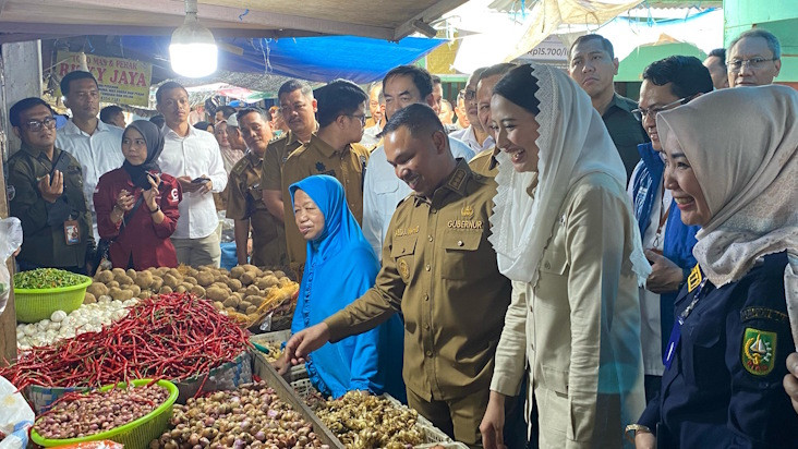 Didampingi Gubri, Wamendag Pantau Harga Bahan Pokok di Pasar Cik Puan Pekanbaru