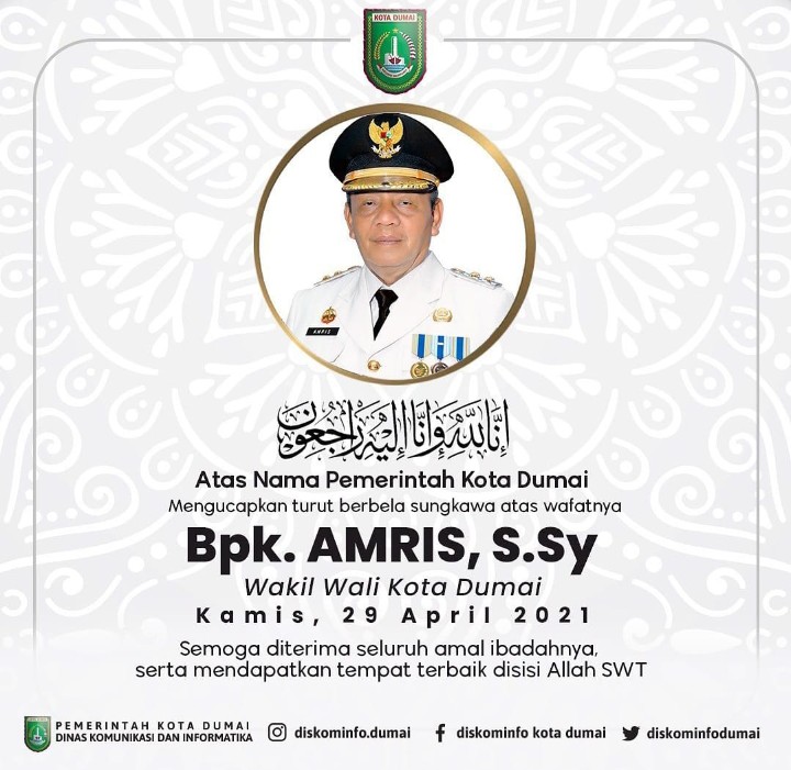 Kota Dumai Berduka, Wakil Walikota Dumai Wafat