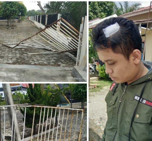 Kantor PWI Riau Diserang Sekelompok Orang, Sekuriti Dianiaya Pagar Dirusak 
