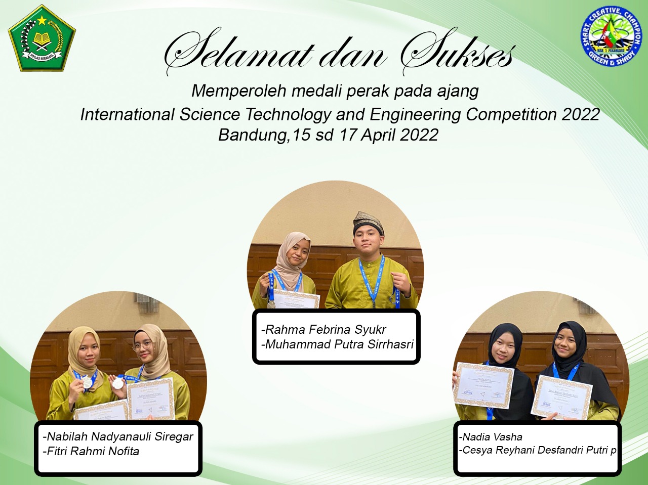 Final ISTEC 2022 di Bandung, Siswa MAN 1 Pekanbaru Raih 3 Medali Perak dan 5 Perunggu