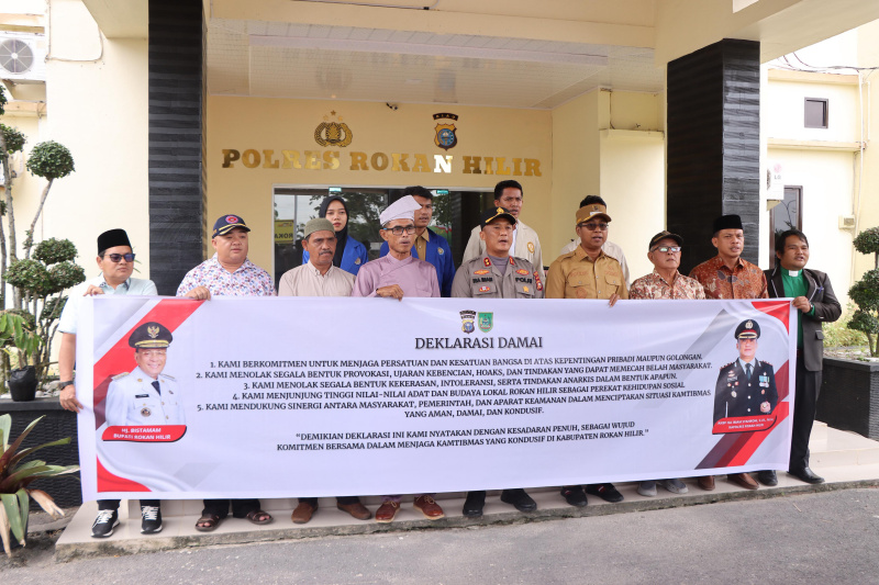Deklarasi Damai di Rokan Hilir: Kapolres Rohil Inisiasi Komitmen Bersama Jaga Kamtibmas