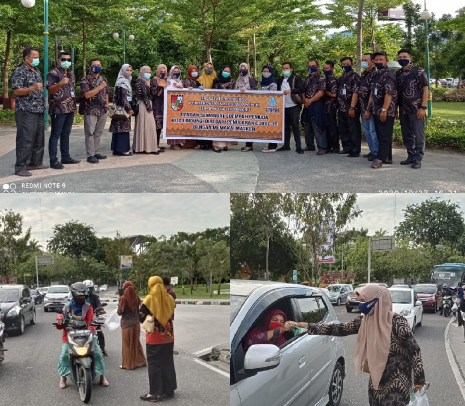 Fasilitator PPK Kota Pekanbaru Bagikan 1000 Masker di Depan RTH Kaca Mayang 