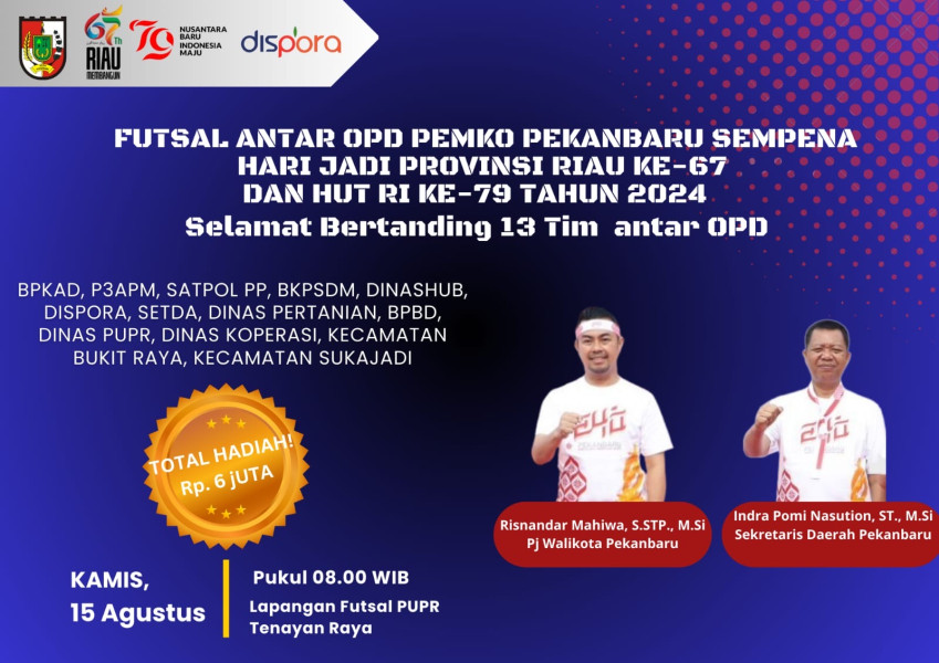 Pj Wali Kota Bakal Turun dalam Exhibition Match Futsal Dispora Pekanbaru