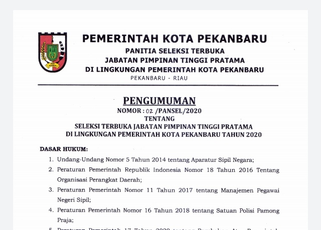 4 Jabatan Strategis di Pemko Dilelang, Siapa Berminat?