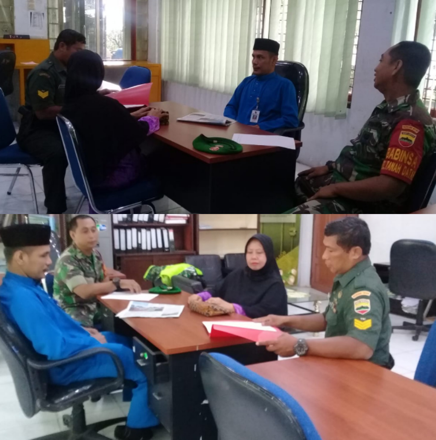 Babinsa Kelurahan Tanah Datar Komsos ke Disdukcapil 