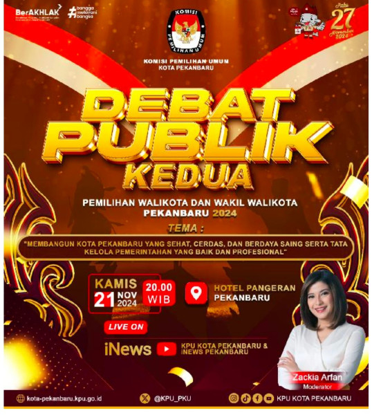 Disiarkan INews Tv, Kamis Malam KPU Pekanbaru Gelar Debat Publik Kedua