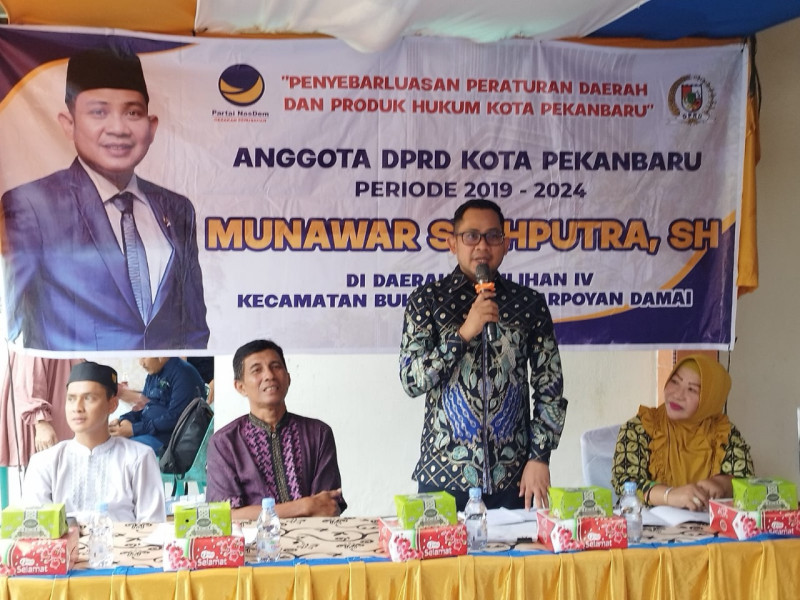 Munawar Laksanakan Penyebarluasan Perda Kota Pekanbaru Nomor 4 Tahun 2021