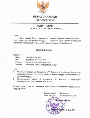Sekda Kampar Hambali Pilih Pensiun Dini, Ini Penyebabnya