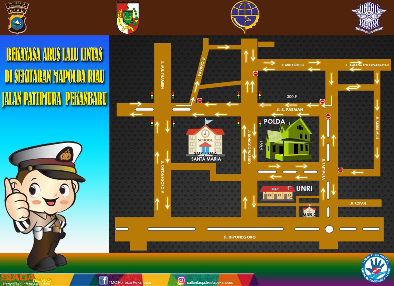 Awal Januari 2020, Jalur Satu Arah Menuju Mapolda Riau Diberlakukan 