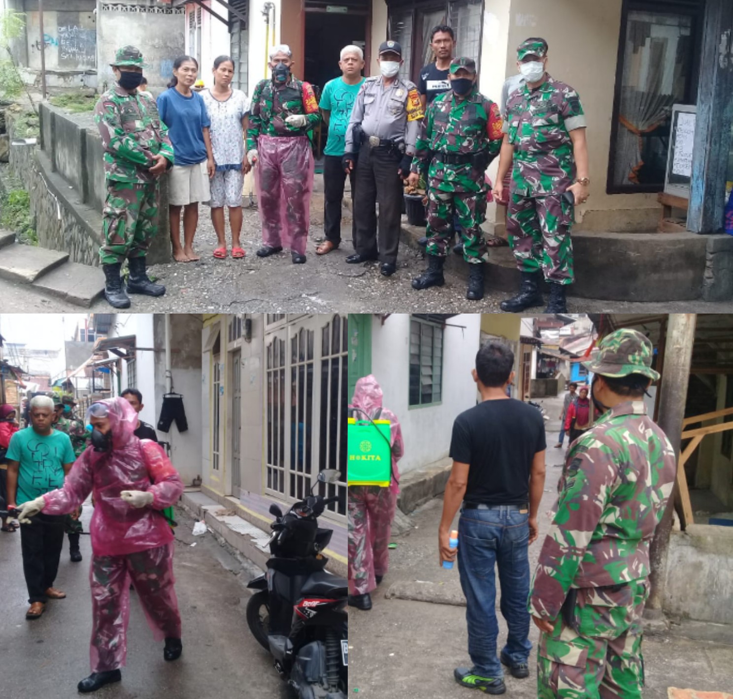 Babinsa Kotabaru Semprotkan Disinfektan Ke Rumah Padat Penduduk 
