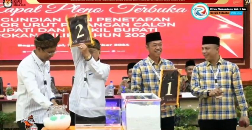 KPU Rohil Tetapkan Nomor Urut 01 Pasangan Asset dan 02 Bijak di Pilkada Rohil