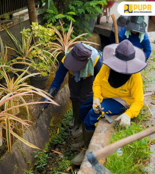 Pasukan Kuning PUPR Kota Pekanbaru Bersihkan Drainase di Jalan Akasia hingga Sungai Bata