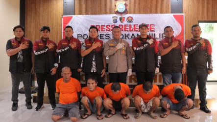 Polres Rohil Amankan Lima Tersangka Pembakar Lahan di Lima TKP