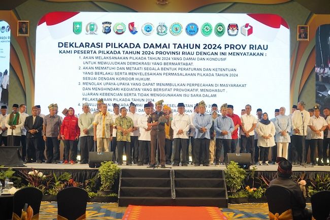 43 Paslon Gubernur, Walikota dan Bupati di Riau Deklarasi Damai Pilkada 2024