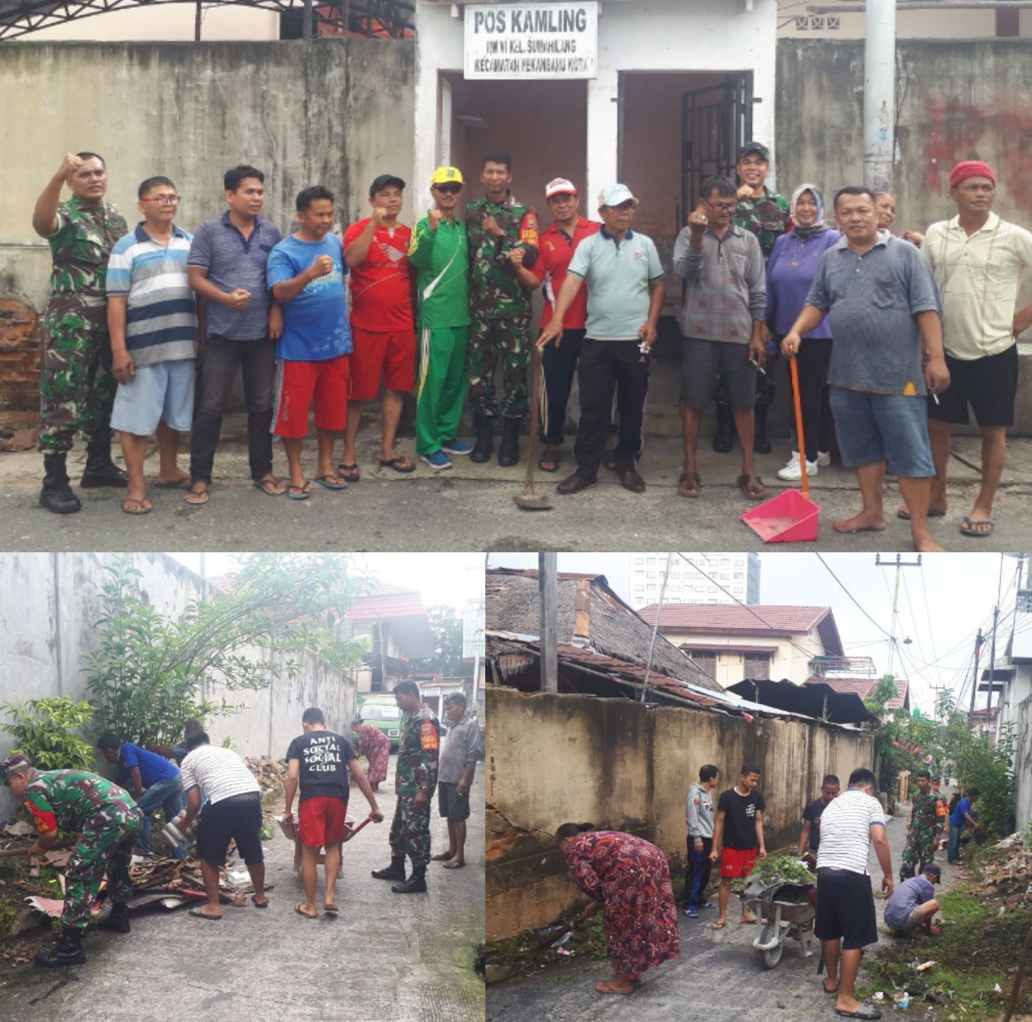 Antisipasi Banjir & DBD, Babinsa Kodim 0301 Pekanbaru  Bersama Warga Bersihkan Selokan