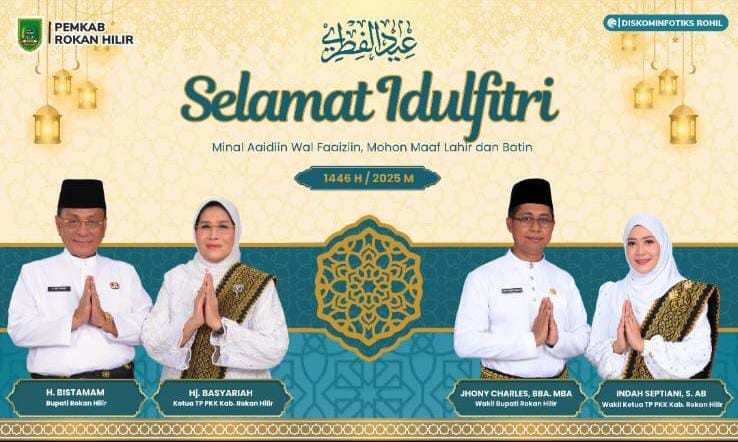 Bupati dan Wakil Bupati Rokan Hilir Salat Id di Lokasi Berbeda