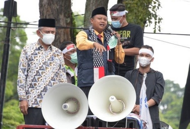 Uu Ruzhanul Bersama Buruh Serukan Dukungan untuk Rakyat Palestina